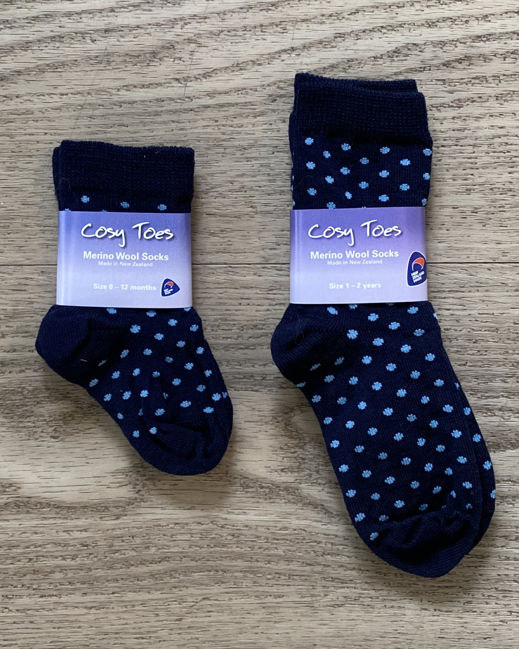 Baby Merino Socks – Navy/Blue Dot Crew