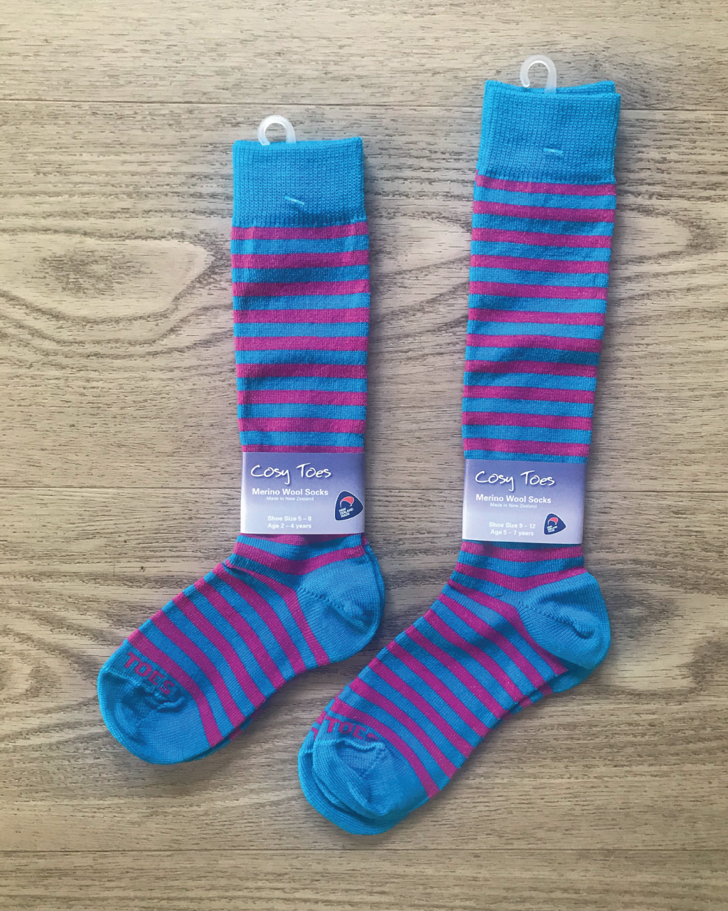 Kids Merino Socks – Turquoise/Pink Long