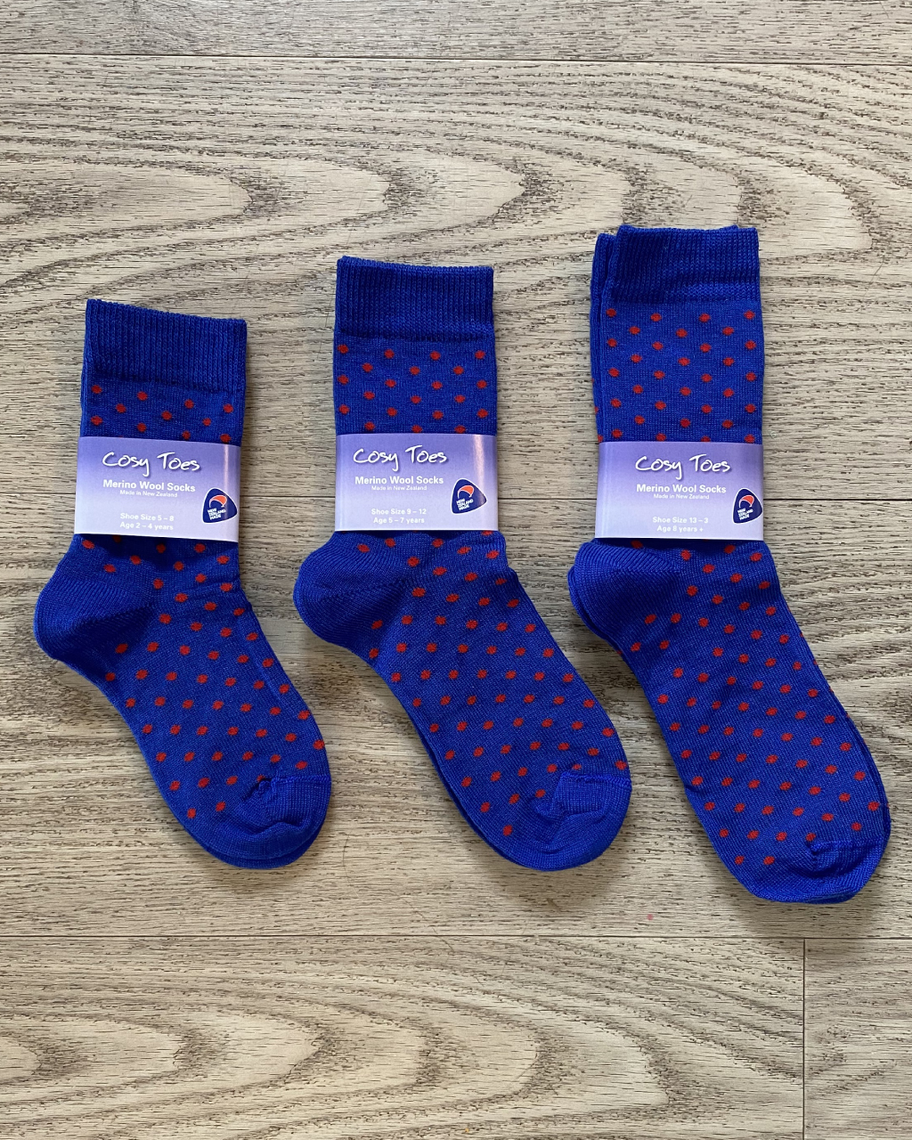 Kids Merino Socks – Royal/Red Dot Crew